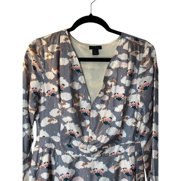 J Crew Collection Thistle Floral Dress Size 6 Silk Multicolor Long Sleeve V-Neck - Picture 2 of 12